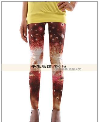 【批發(fā) 歐美原單外貿(mào) 紅色星空印花打底褲九分褲】價(jià)格_廠家_圖片 -